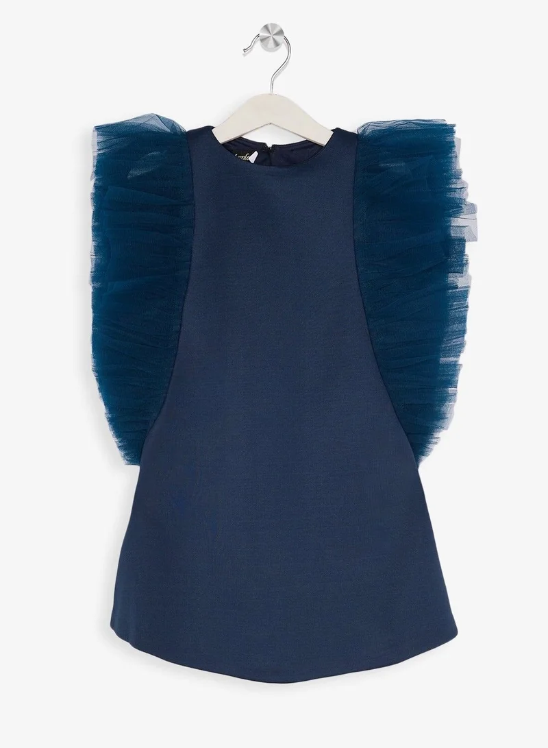 Little Golden Apple Little Ruffle Shoulder Dress