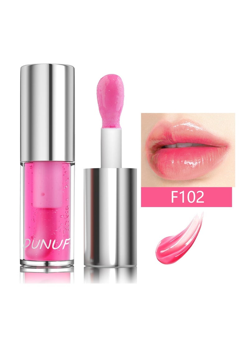DUNUF Lip Glow Oil Deep Nourishing Moisturizing Glossy Mirror Shiny Plumping Long Lasting Lightweight Non Sticky Portable Lip Oil Lip Care to Fade Lines and Exfoliate Dead Skin for Women 3.5ml - Image 1
