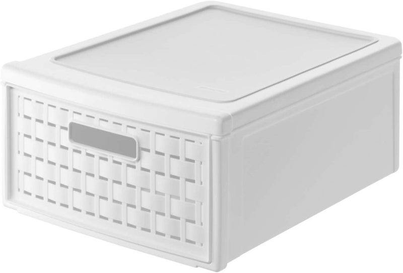 Rotho Country Drawer box 83 l in rattanlook Plastic PP BPAfree white klein83l 350 x 260 x 145 cm