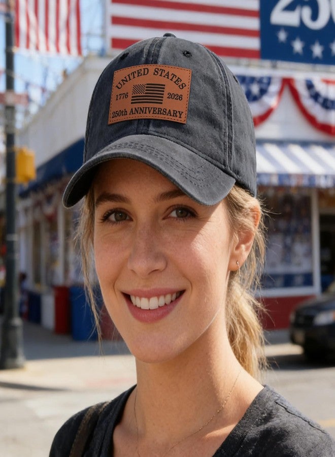 singwe 250 Anniversary USA Hat 1776-2026 United States 250th Hats America Patriotic Baseball Cap for Men Women Leather Patch Black - Image 5
