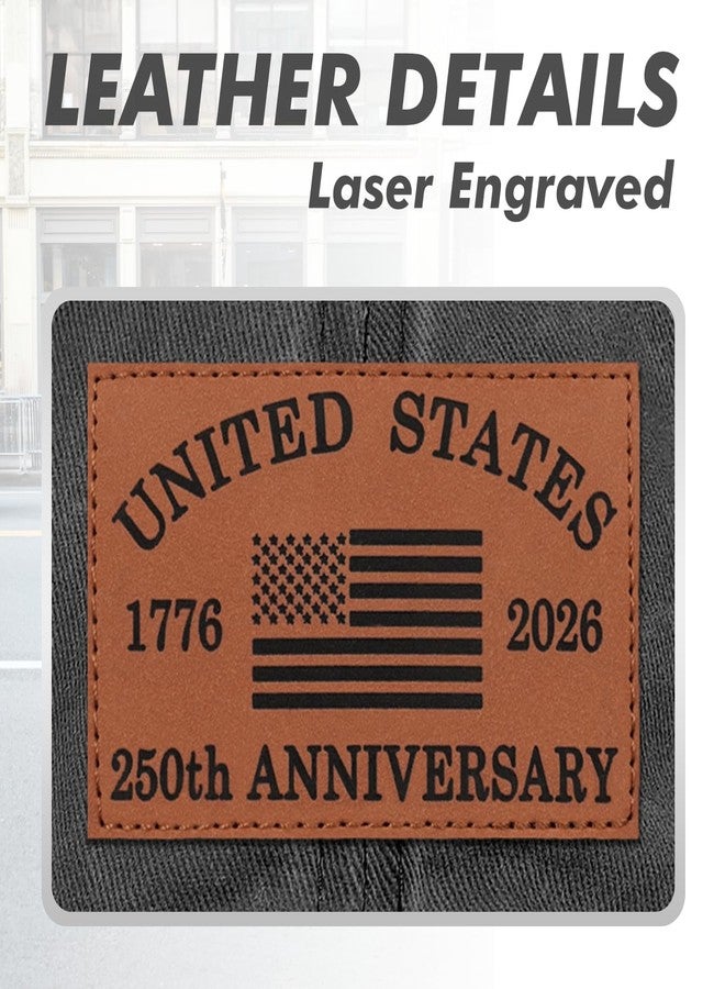singwe 250 Anniversary USA Hat 1776-2026 United States 250th Hats America Patriotic Baseball Cap for Men Women Leather Patch Black - Image 2