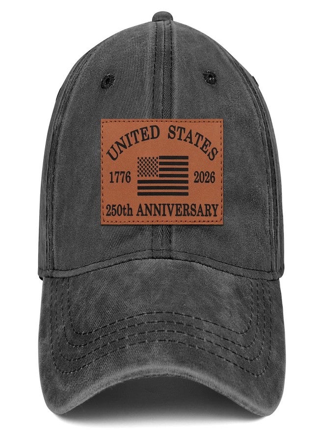 singwe 250 Anniversary USA Hat 1776-2026 United States 250th Hats America Patriotic Baseball Cap for Men Women Leather Patch Black - Image 1