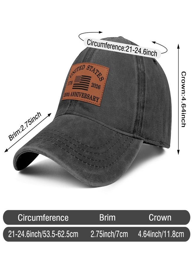 singwe 250 Anniversary USA Hat 1776-2026 United States 250th Hats America Patriotic Baseball Cap for Men Women Leather Patch Black - Image 3
