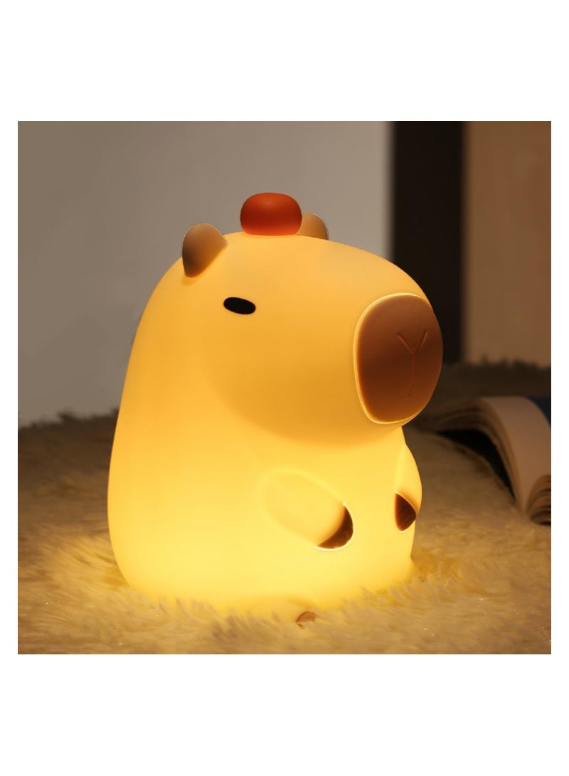 Excefore Silicone Capybara Night Lights, Capybara Animal Lamp, Portable USB Rechargeable Animal Lamps Touch Control Lamp, Silicone Night Light with Timing Function for Home Bedroom Living Room Decor (1 pcs) - Image 1