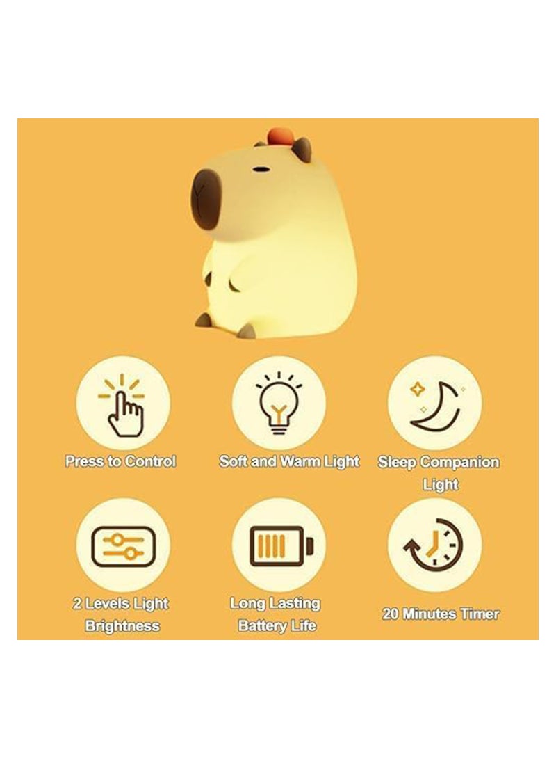 Excefore Silicone Capybara Night Lights, Capybara Animal Lamp, Portable USB Rechargeable Animal Lamps Touch Control Lamp, Silicone Night Light with Timing Function for Home Bedroom Living Room Decor (1 pcs) - Image 5