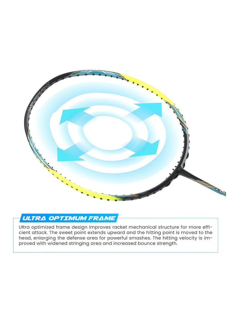 Apacs Counter Attack Unstrung Badminton Racket, 24T Japan Graphite, Ultra Optimum Frame, Power Head, Extra Slim Shaft, Max 35 lbs Tension, G4 Grip, Full Cover  - Image 5