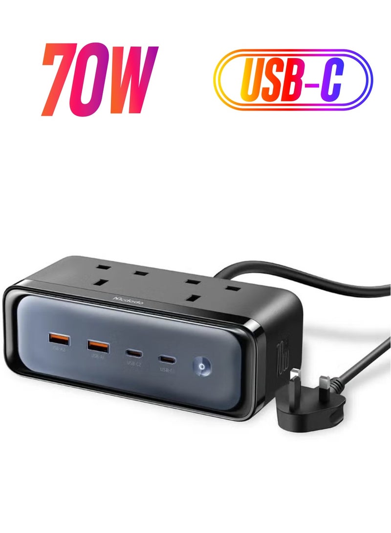 NEW Charger 4590 Power Strip - 6-in-1 GaN Charger with 70W Output  Lightning Protection - Image 1