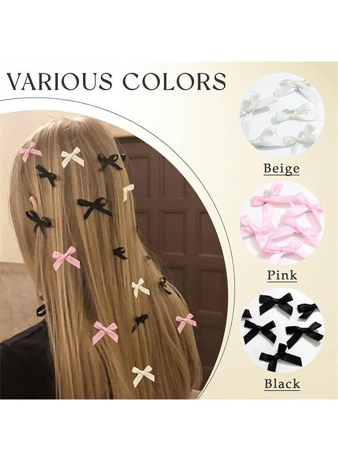 24 Piece Mini Bow Hair Clips, Sweet Non-Slip Bow Hair Accessories for Women and Girls (White+Black+Pink+Rose Pink) - Image 2