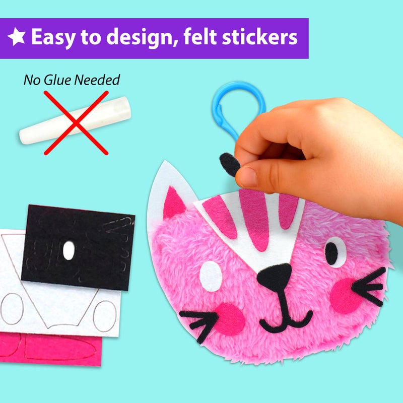 KRAFUN My First Sewing Animal for Kids, Beginner Art & Craft, 5 Easy Activities Stuffed Animal Dolls, Keyring Charms, Instructions & Felt Materials for Learn to Sew, Embroidery - Image 4