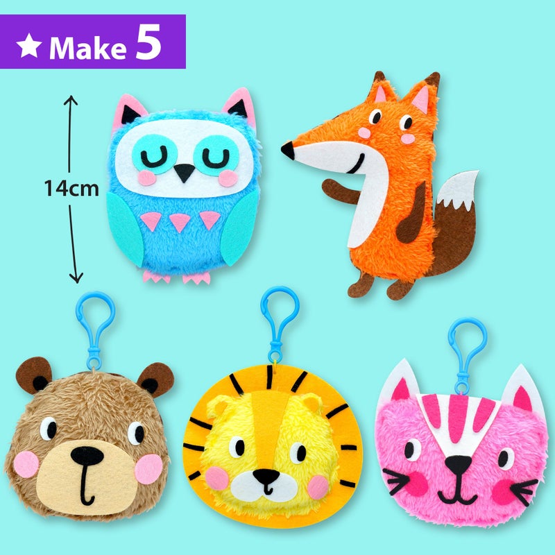 KRAFUN My First Sewing Animal for Kids, Beginner Art & Craft, 5 Easy Activities Stuffed Animal Dolls, Keyring Charms, Instructions & Felt Materials for Learn to Sew, Embroidery - Image 3
