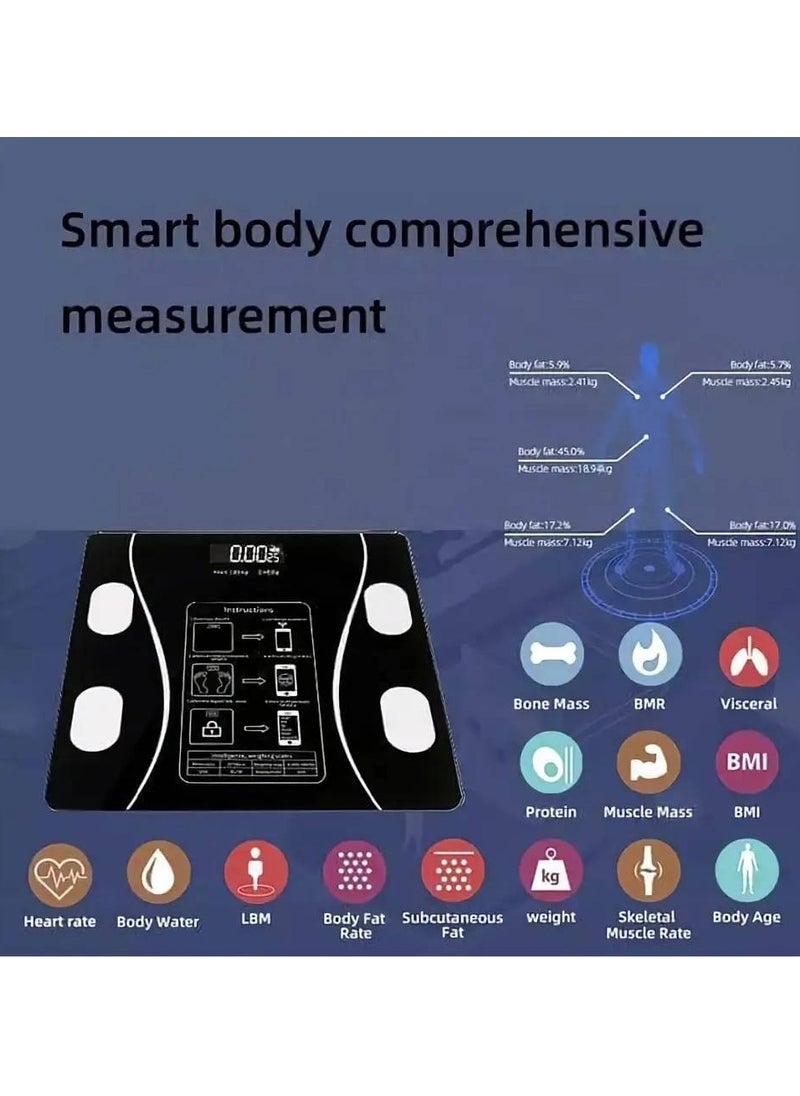 Smart Bluetooth Bathroom Scale C1 - 180kg Capacity, Digital Body Weight Scale with APP Sync for Apple Health, Google Fit & Fitbit, BMI Tracking, Auto Calibration - High Precision Glass Platform (Black)