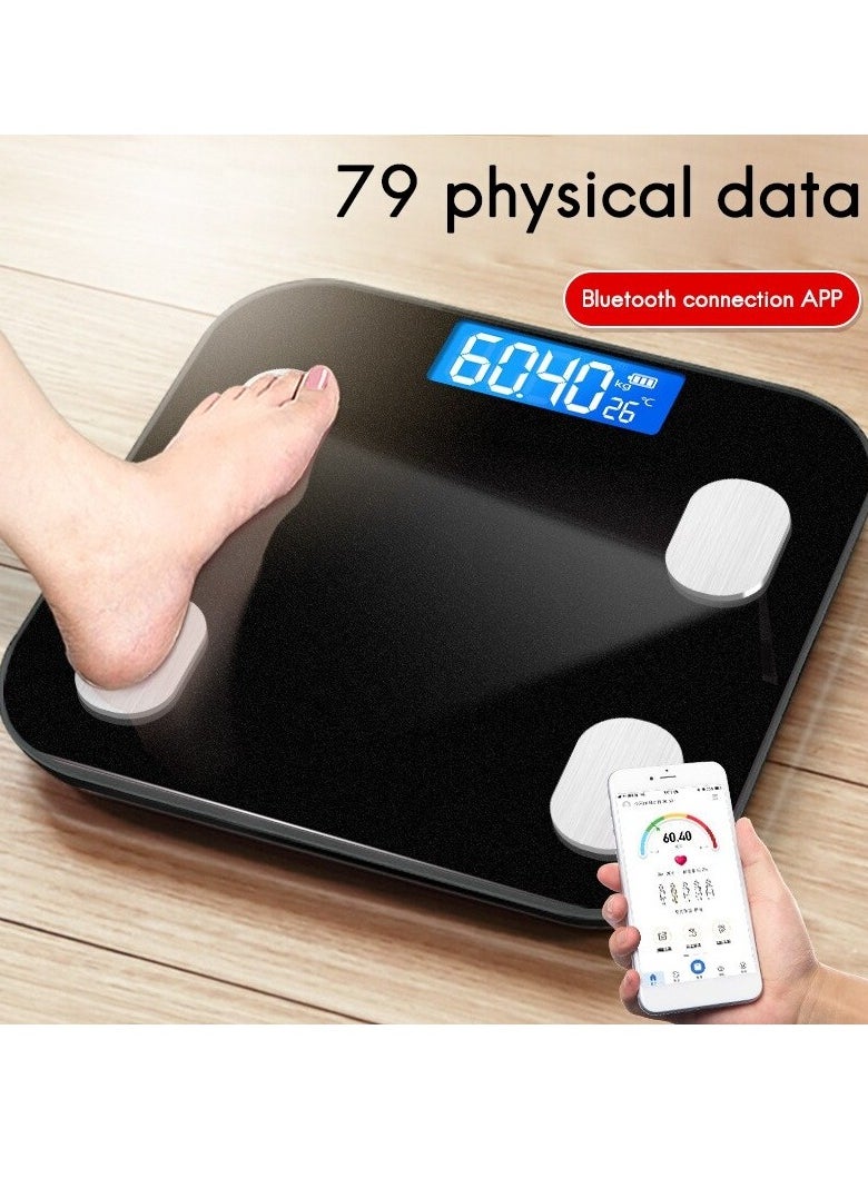 Smart Bluetooth Bathroom Scale C1 - 180kg Capacity, Digital Body Weight Scale with APP Sync for Apple Health, Google Fit & Fitbit, BMI Tracking, Auto Calibration - High Precision Glass Platform (Black)