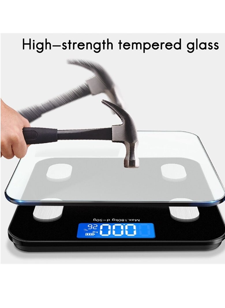 Smart Bluetooth Bathroom Scale C1 - 180kg Capacity, Digital Body Weight Scale with APP Sync for Apple Health, Google Fit & Fitbit, BMI Tracking, Auto Calibration - High Precision Glass Platform (Black)