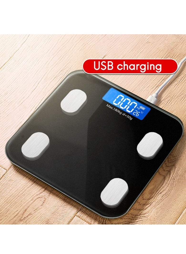 Smart Bluetooth Bathroom Scale C1 - 180kg Capacity, Digital Body Weight Scale with APP Sync for Apple Health, Google Fit & Fitbit, BMI Tracking, Auto Calibration - High Precision Glass Platform (Black)