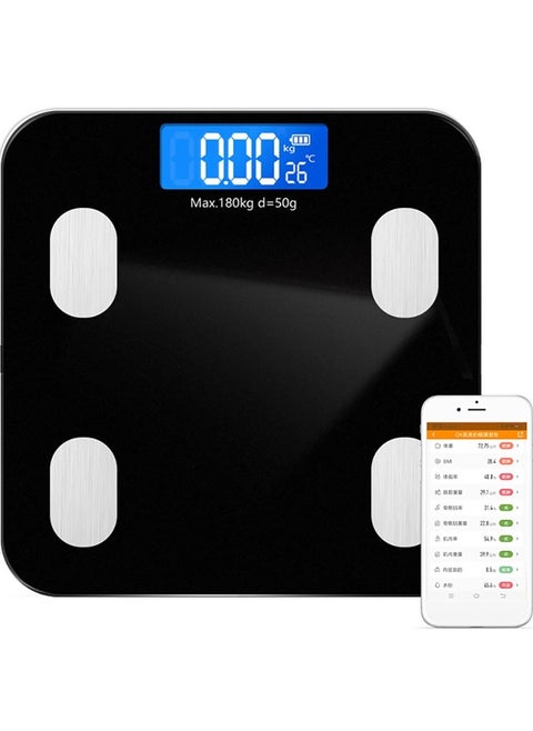 Smart Bluetooth Bathroom Scale C1 - 180kg Capacity, Digital Body Weight Scale with APP Sync for Apple Health, Google Fit & Fitbit, BMI Tracking, Auto Calibration - High Precision Glass Platform (Black)