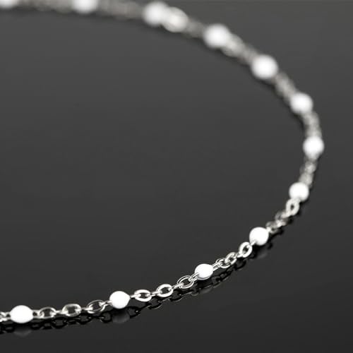 UMAOKANG 10 Meters Stainless Steel Jewelry Chains Bulk White Enamel Bead Necklace Bracelet Chain for Jewelry Making Jewelry Findings - Image 5