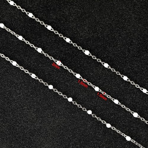 UMAOKANG 10 Meters Stainless Steel Jewelry Chains Bulk White Enamel Bead Necklace Bracelet Chain for Jewelry Making Jewelry Findings - Image 3