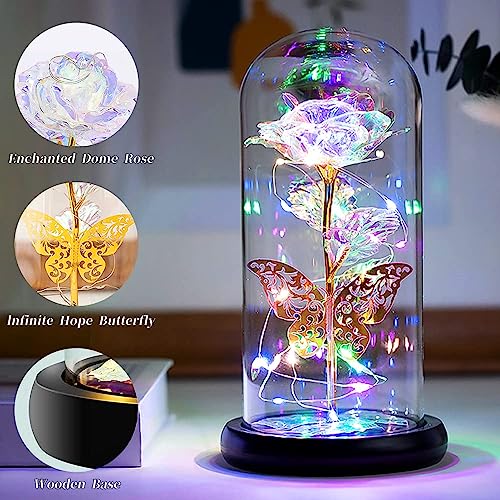 AMENDAS Forever Rose, Galaxy Glass Rose Flower and Butterfly with Led Light Great Gift Ideas for Valentine's Day, Mother's Day, Birthday, Anniversary, Engagement - Image 2