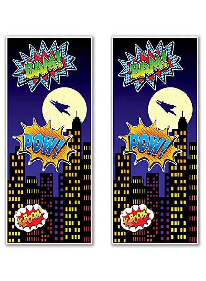 Beistle Hero Door Covers 2 Piece 30" X 6' Multicolor - Image 1