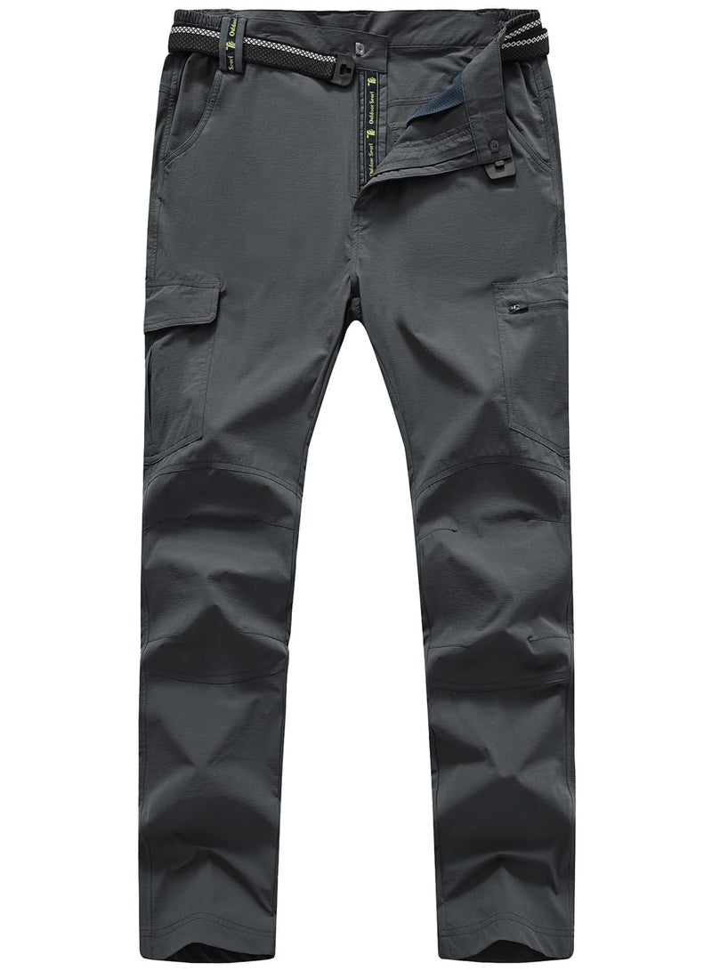 TBMPOY Mens Hiking Work Cargo Pants Lightweight Waterproof Quick Dry Outdoor Mountain Pant Summer Fishing Camping Dark Grey S