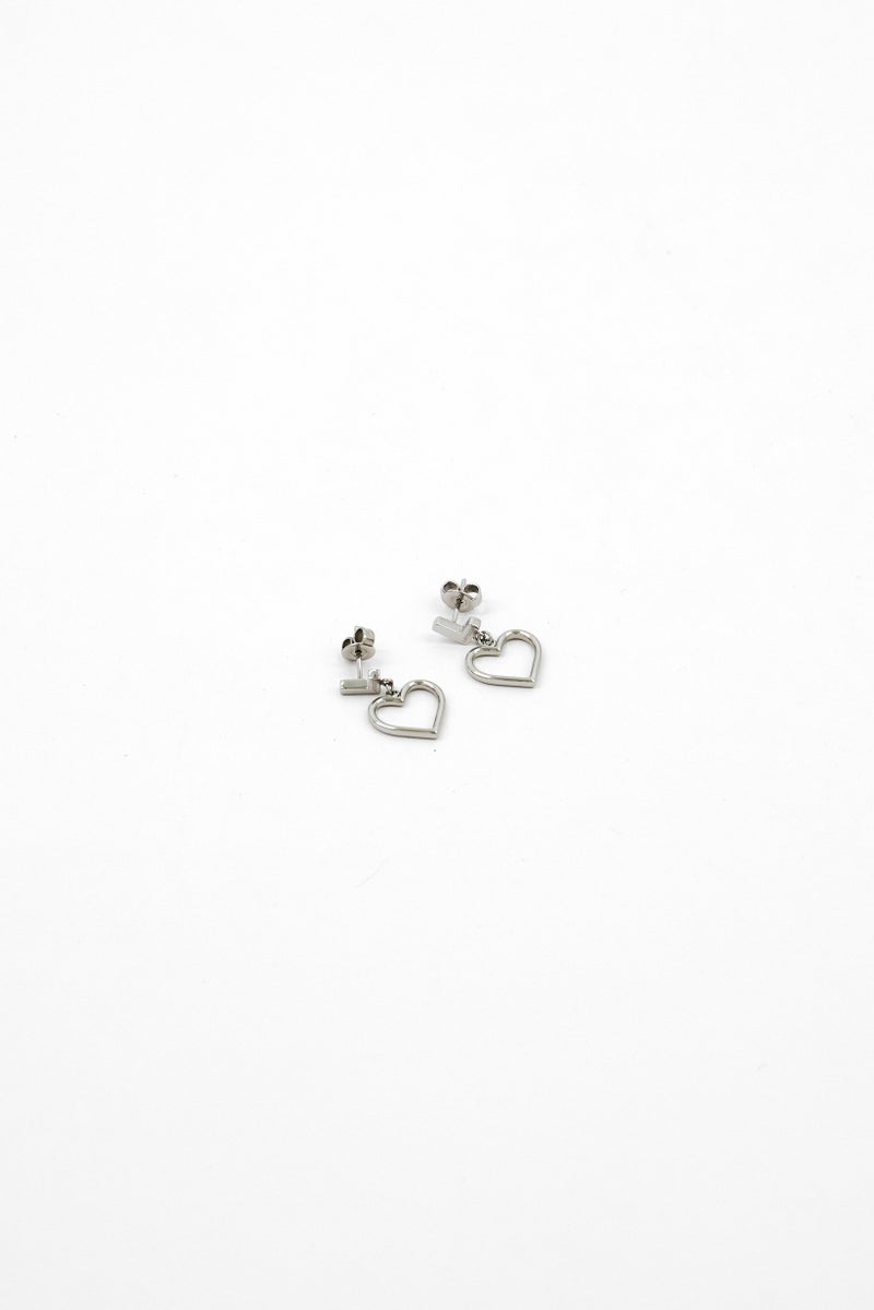 LACOSTE Women Heart Charm Drop Earrings, Silver  - Image 1