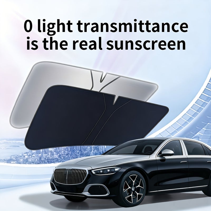 Front Windshield Sunshade 145CM 80CM Heat Insulation UV Protection Split Design Portable Folding Automotive Interior Accessory Suitable For Most Car Models - Image 5