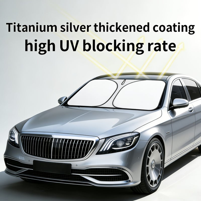 Front Windshield Sunshade 145CM 80CM Heat Insulation UV Protection Split Design Portable Folding Automotive Interior Accessory Suitable For Most Car Models - Image 4