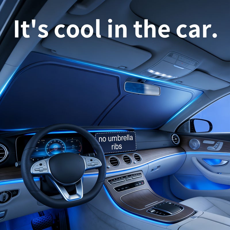 Front Windshield Sunshade 145CM 80CM Heat Insulation UV Protection Split Design Portable Folding Automotive Interior Accessory Suitable For Most Car Models - Image 1