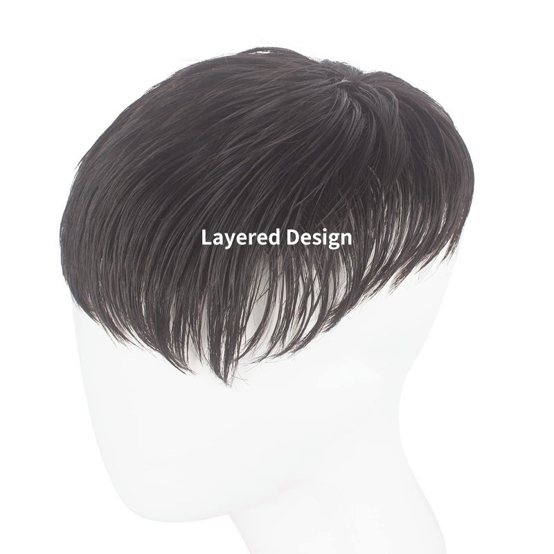 WeKen Short Toupee for Men - Hair Topper Wig Clip in Crown Extensions - Mens Piece for Covering White Loss - Daily Wear - Image 3