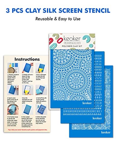 Keoker Boho Silk Screen Stencils for Polymer Clay, 3PCS Aztec Silk Screen for Polymer Clay, for Printing on Jewelry Clay Earrings Decoration, Each 6" X 3.8" (Boho) - Image 2