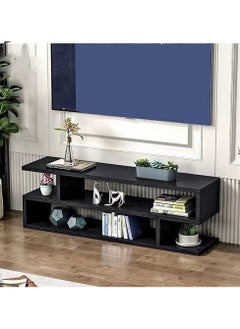 Z Shape Engineered Wood TV Unit Display Storage Cabinet Rack with Decor Shelf