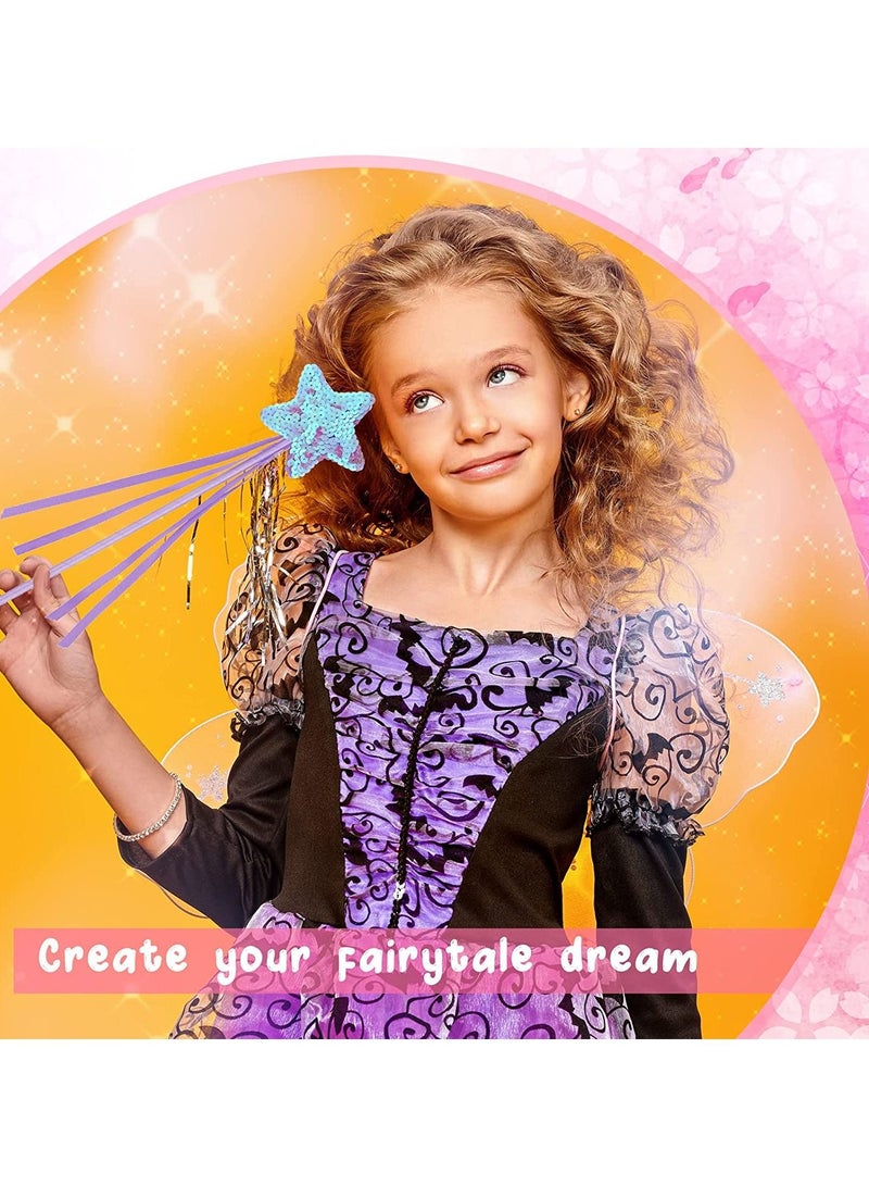 SYOSI 12 Pieces Fairy Wands Kit Star Wands Glitter Star Fairy Wands Sticks Butterfly and Star Princess Wands with Ribbons Props for Birthday Wedding Party Cosplay Favors Role Play Toys - Image 2