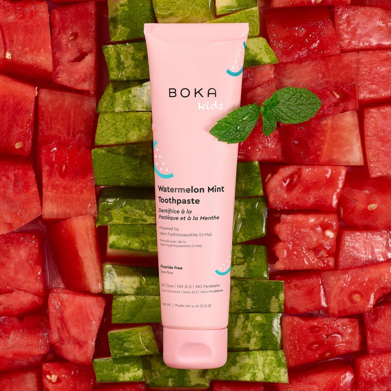 Boka Fluoride Free Toothpaste Nano Hydroxyapatite Toothpaste - Orange Cream, Watermelon Mint, Strawberry Mango Flavor, 4 oz 3Pk US Manufactured - Image 2