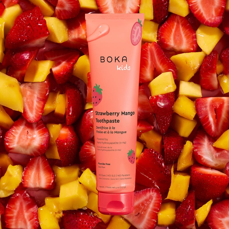 Boka Fluoride Free Toothpaste Nano Hydroxyapatite Toothpaste - Orange Cream, Watermelon Mint, Strawberry Mango Flavor, 4 oz 3Pk US Manufactured - Image 3