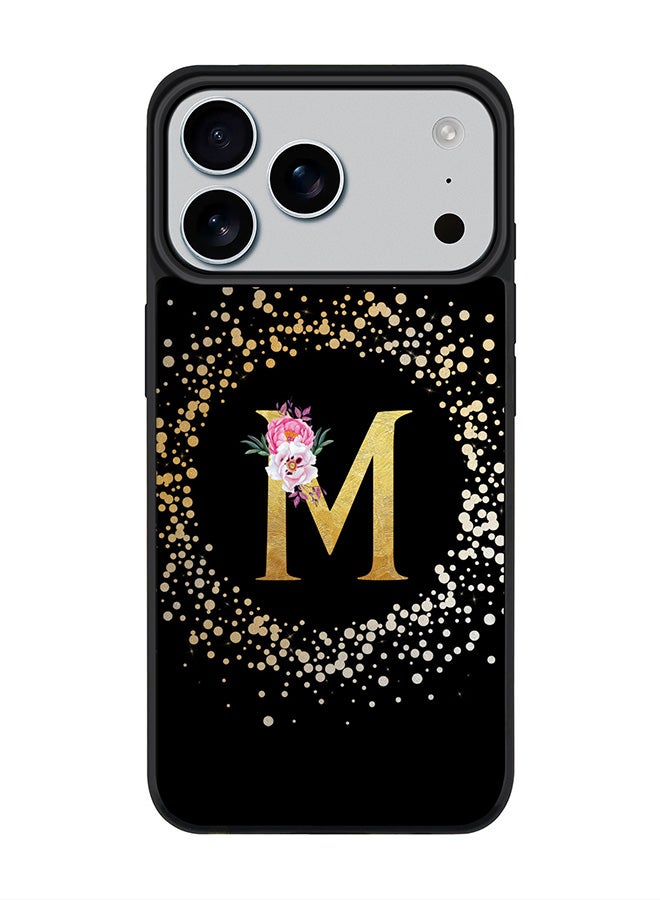 Stylizedd iPhone 17 Pro Max Case, [Compatible with MagSafe] Slim Magnetic cover Phone Case iPhone 17 Pro Max -Custom Monogram Floral - M ( Black ) - Image 1