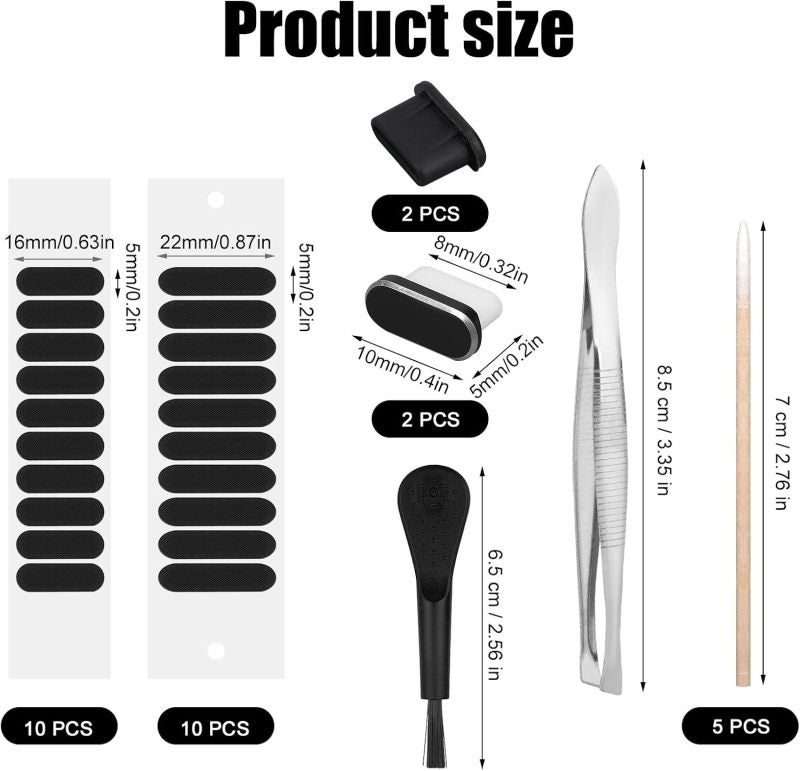 USB-C Dust Covers: 4 Pieces (2 Silicone 2 Silicone-Aluminum) + 20 Mesh Phone Speaker Covers - Dust-Proof Protective Kit With Cleaning Brush Tweezers 5 Cotton Swabs for iPhone 15 16 Series USB-C Device - Image 3