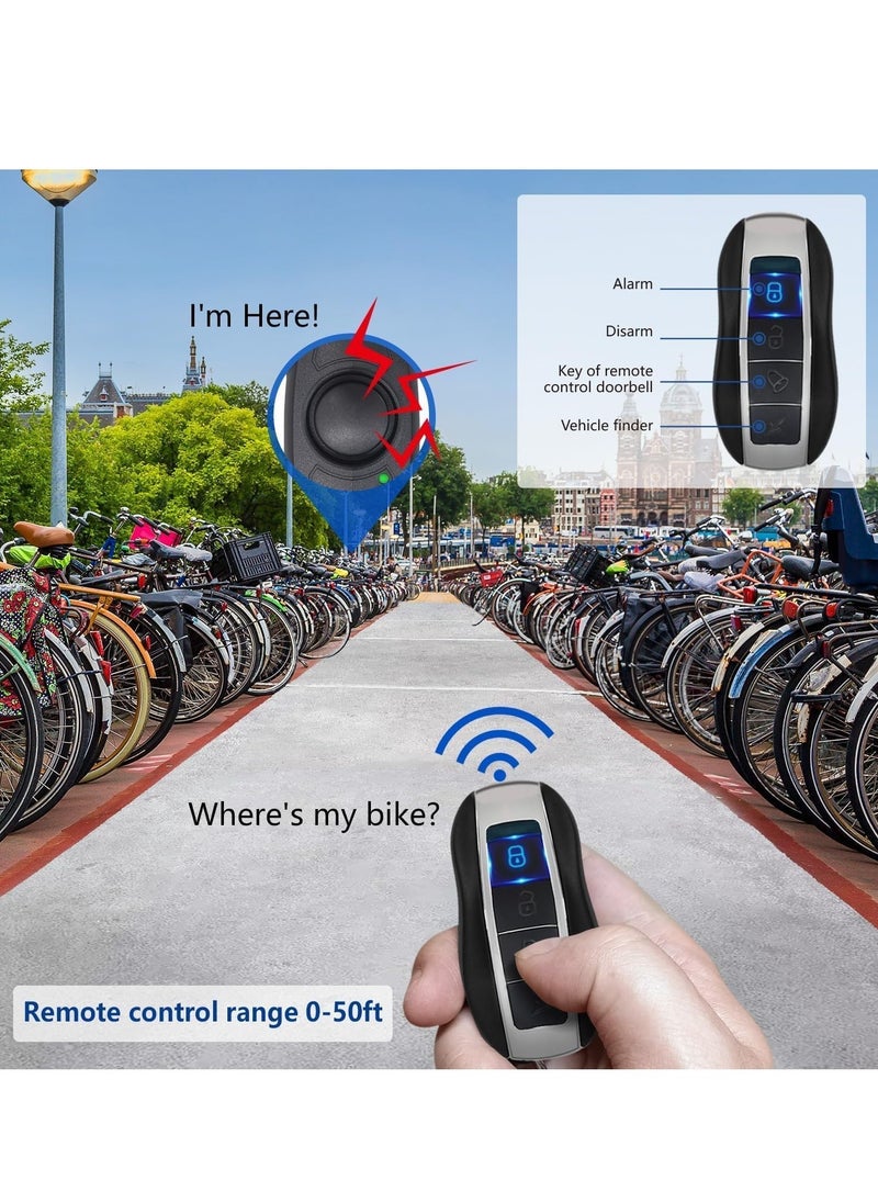 Excefore - USB Rechargeable Bike Alarm with Remote, 110dB Loud Wireless Anti Theft Vibration Motion Sensor Vehicle Security Alarm System Waterproof Bicycle Trailer Motorcycle Alarm - Image 1