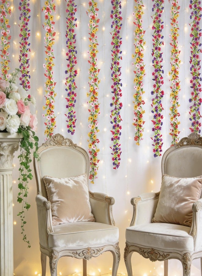 Ammyoo Artificial Flowers Garland Ivy, 4 Pack 5.9 FT Spring Summer Decor UV Resistant Fake Mums Floral Vine Silk Daisy Hanging Flower for Home Garden Wedding Decor Photo Booth Backdrop(Mix) - Image 4