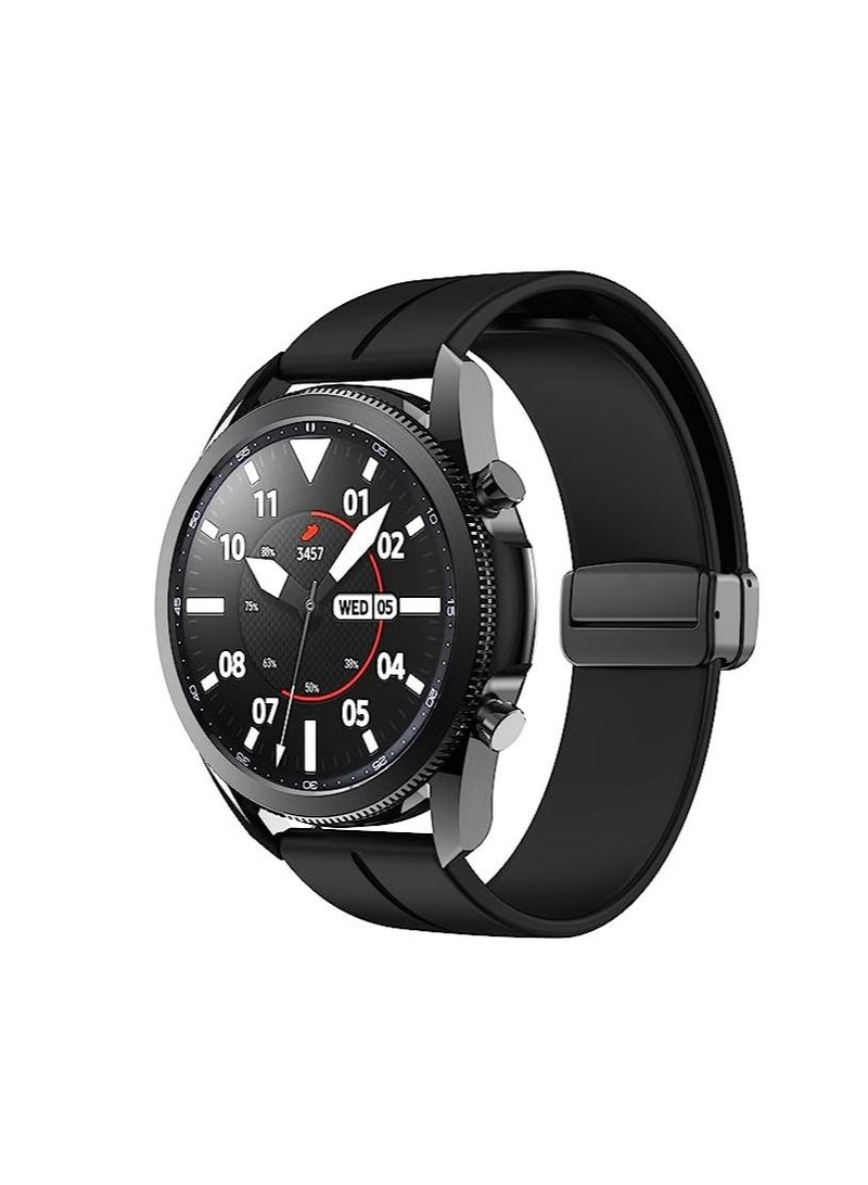 22mm Silicone Strap With Magnetic Folding Buckle For Oraimo Tempo W 2 OSW20- Smart Watch Sport- Black  - Image 4
