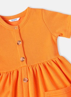 Nautinati Nautinati Girls' Solid Fleece Round Neck Dress with Pockets  - Image 3