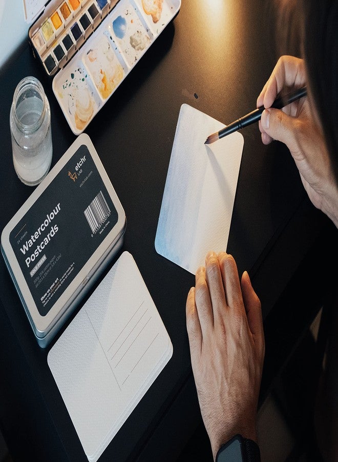 Etchr 25% Cotton Watercolor Postcards - 24 Cold Pressed Watercolor Postcards - 300g Blank Postcards for Mixed Media - Blank Cards for Painting & Art Supplies - Image 4