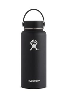 Hydro Flask زجاجة ماء معزولة بالفراغ باللون الأسود 