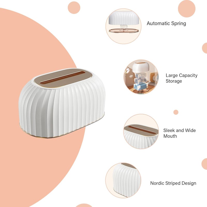 oddpod ™ Streak Tissue Box Holder with Automatic Spring/Desktop Facial Paper Towel Dispenser for Office, Home, Restaurants, cafes, Hotels & Hospitals - Pearl White - Image 4