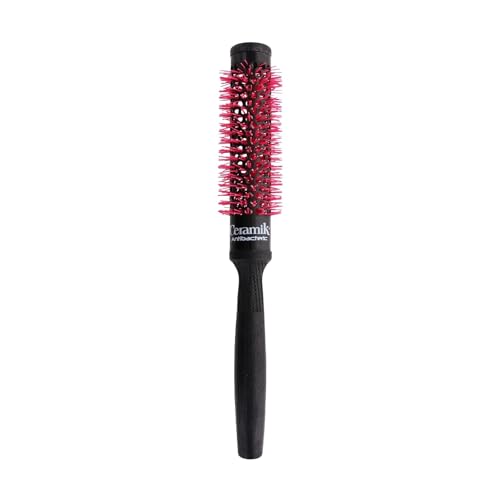 TEK – Professional Ceramic Round Brush with Oxygen-Treated Barrel, Wooden Handle and Natural Bristles – Ideal for Blow-Drying and Styling Medium-Length Hair – Ø 0.94 in – Salon Use - Image 1