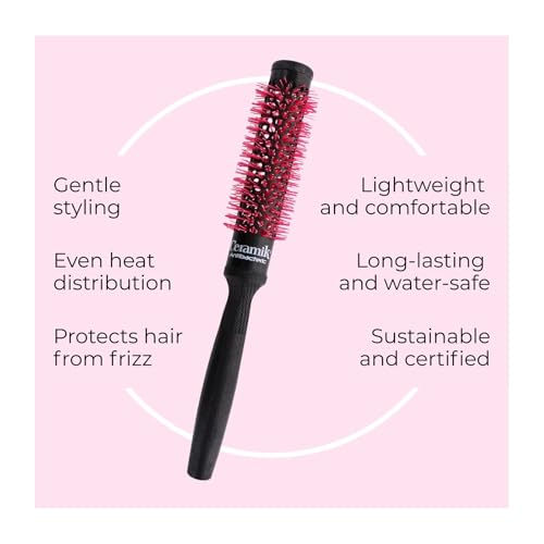 TEK – Professional Ceramic Round Brush with Oxygen-Treated Barrel, Wooden Handle and Natural Bristles – Ideal for Blow-Drying and Styling Medium-Length Hair – Ø 0.94 in – Salon Use - Image 2