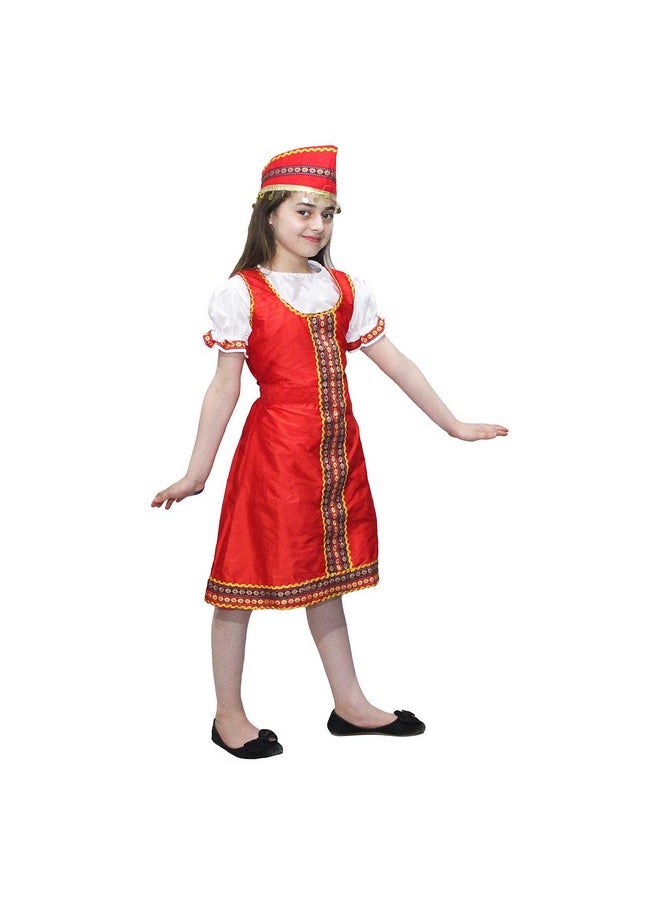 Kaku Fancy Dresses Kaku Fancy Dresses Silk, Polyester Russian Girl Costume International Wear Costume - Red, 14-17 Year, for Girls  - Image 5