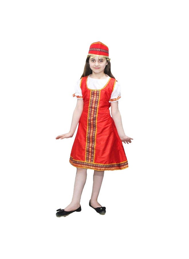 Kaku Fancy Dresses Kaku Fancy Dresses Silk, Polyester Russian Girl Costume International Wear Costume - Red, 14-17 Year, for Girls  - Image 3