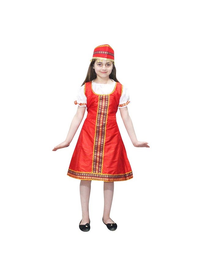 Kaku Fancy Dresses Kaku Fancy Dresses Silk, Polyester Russian Girl Costume International Wear Costume - Red, 14-17 Year, for Girls  - Image 1