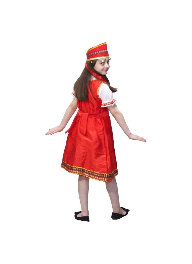 Kaku Fancy Dresses Kaku Fancy Dresses Silk, Polyester Russian Girl Costume International Wear Costume - Red, 14-17 Year, for Girls  - Image 2