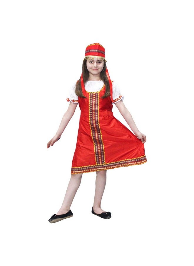 Kaku Fancy Dresses Kaku Fancy Dresses Silk, Polyester Russian Girl Costume International Wear Costume - Red, 14-17 Year, for Girls  - Image 4